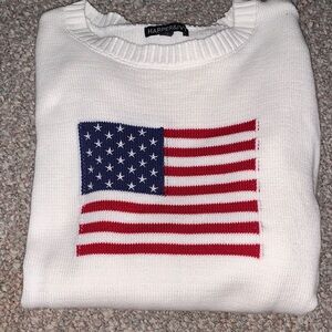 White Sweater with American Flag Design